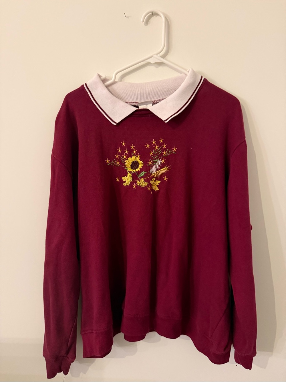 Vintage 90s Adrian Dilefield Collared Crewneck 3XL Burgundy Autumn Harvest